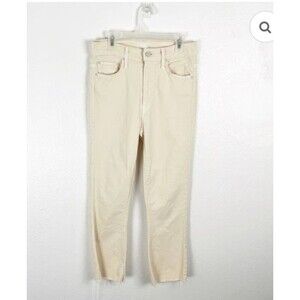 Mother The Insider Crop Step Fray Jeans Chalk it Up Ivory Womens 27